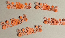   5 PUMPKIN FLOURISH cardstock paper die cut embellishments