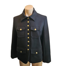 CHLOE Black Crepe Flap Pocket Jacket with Gol...