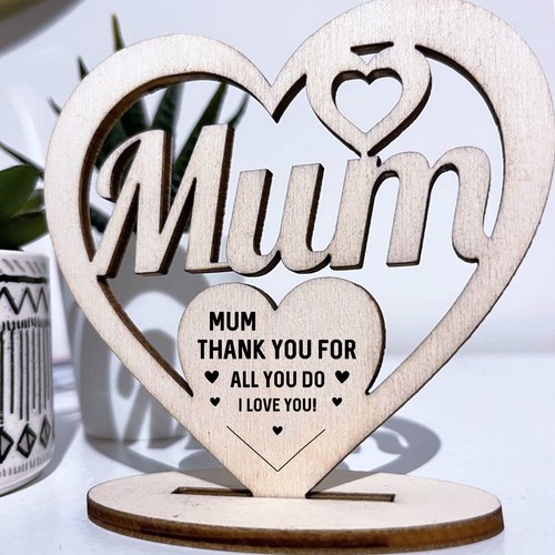 Engraved Mum Heart Birthday Mothers Day Gift For Mum Mummy Novelty Plaque - Picture 5 of 6