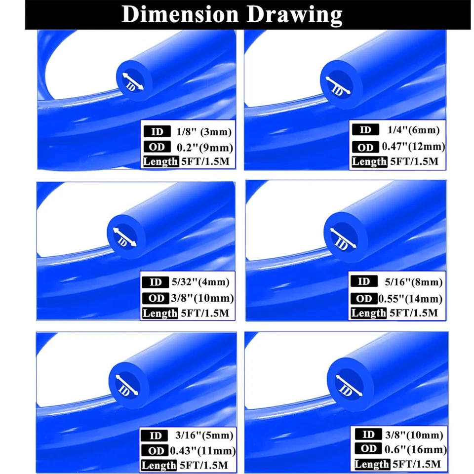 Paquete de 6 turbocompresores de línea de tubo flexible de manguera de vacío de silicona para automóvil de 5 pies admisión de aire Foto 4 de 4