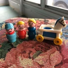 Vintage Fisher Price Little People Lot Rocking Horse Train Conductor Girl Woman