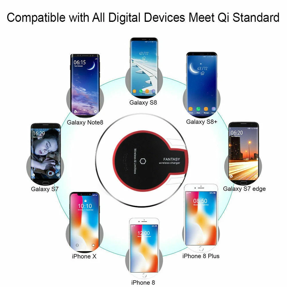 Qi Wireless Charger Charging Pad For iPhone XS/Max/XR/8/Plus/X Galaxy Note 9/S10 - Image 2 of 4