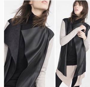 Zara knit mujer pequeño Negro Imitación Cuero y Suéter Cárdigan Abierto De  punto Caqui | eBay