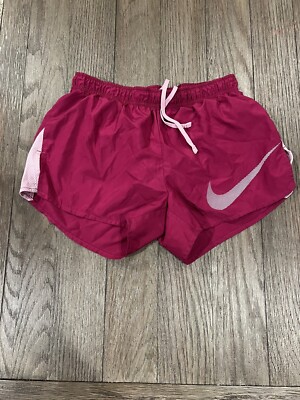 Womens Nike Lined Running Shorts Dark Red Pink Small