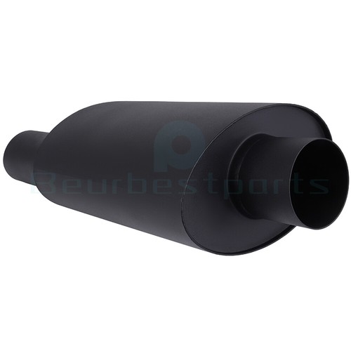 3" Inlet 3" Dual Slant Tip Black Coated Stainless Exhaust Muffler 20.5" Long - Picture 10 of 17
