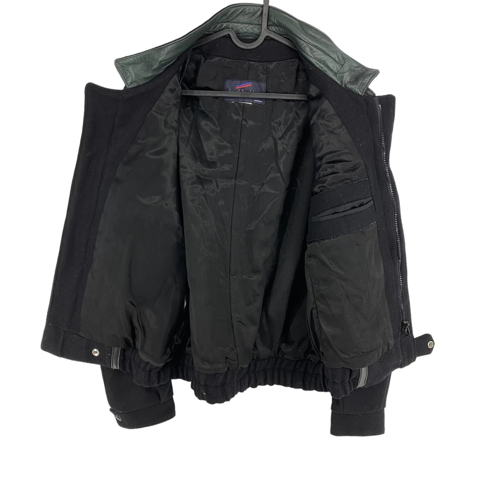 Daniel Hechter Negro Mezcla Lana Chaqueta Estilo Motero TALLA S - Imagen 4 de 4