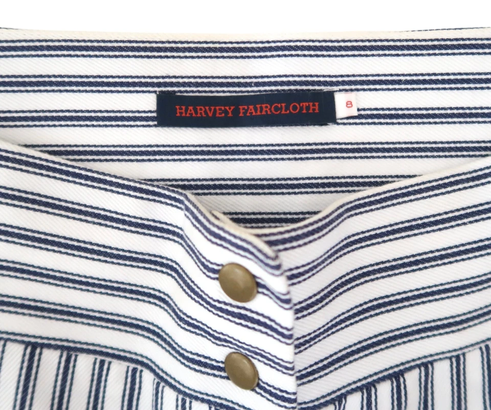 HARVEY FAIRCLOTH Flared Ticking stripe mini skirt sz 8 - Image 4 of 4