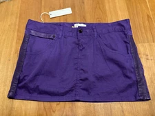 NWT Diesel Vintage 90s Women's Purple Cotton/Leather low rise mini skirt Size 32