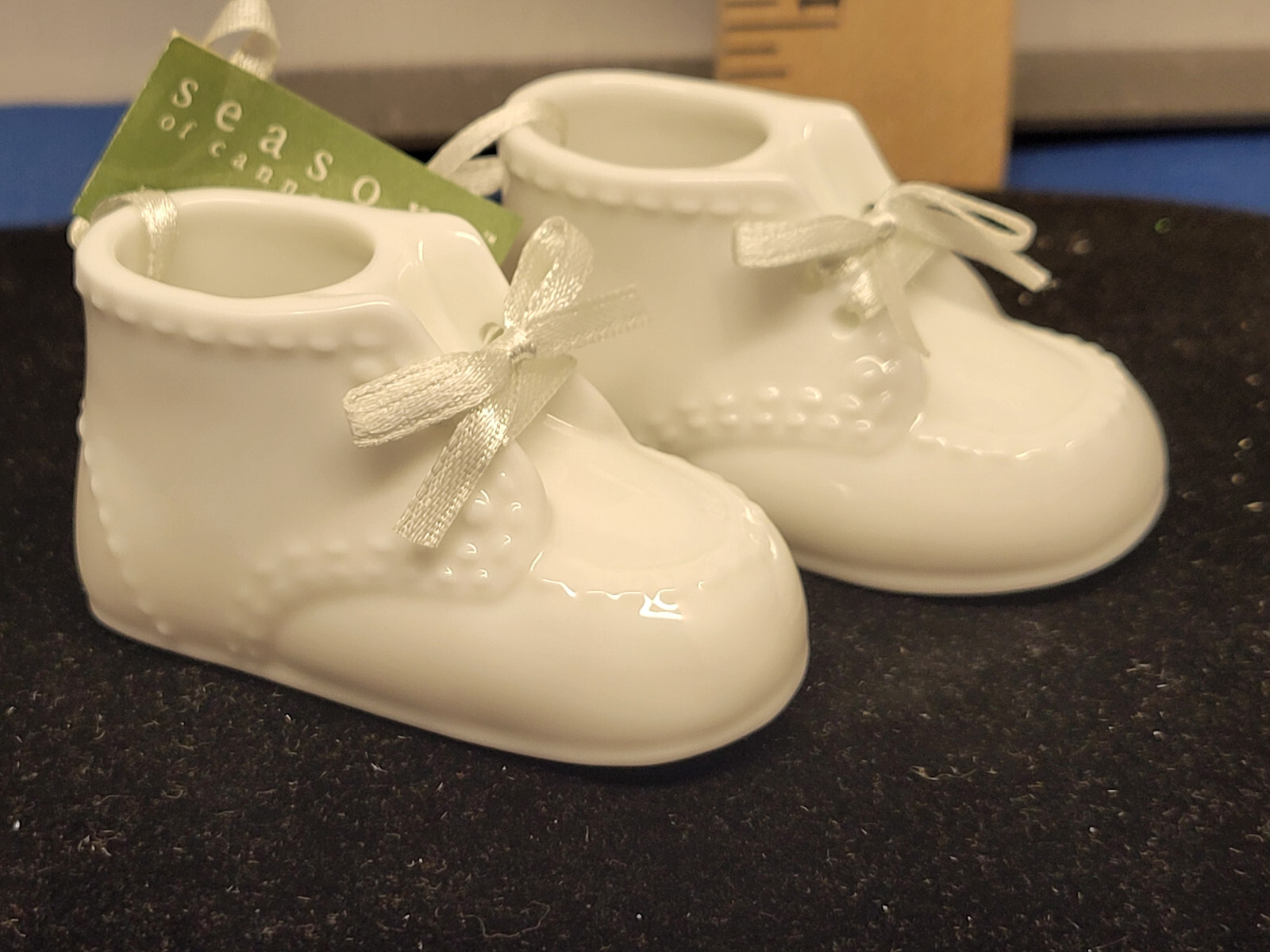Newborn Baby Gift Unisex "Booties" w/ Name Date Height Weight 3x2 inches 325