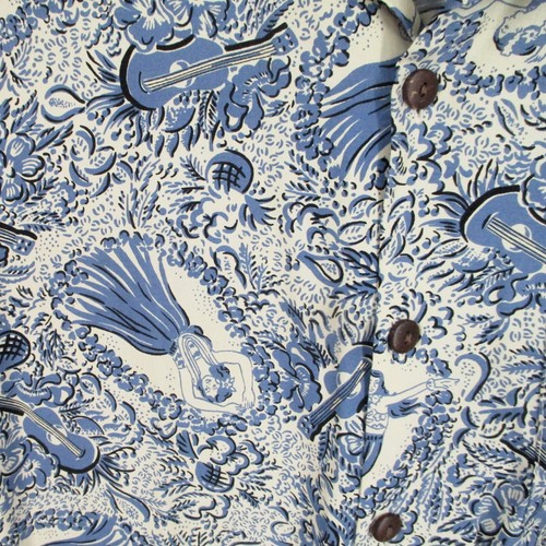 Vintage 70s Kamehameha Hawaiian Shirt Mens L Hula Girls Rayon Coconut Buttons - Picture 3 of 7