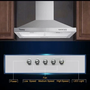 30in Hotte murale en acier inoxydable 450CFM Évent de cuisine sans conduit/sans conduit