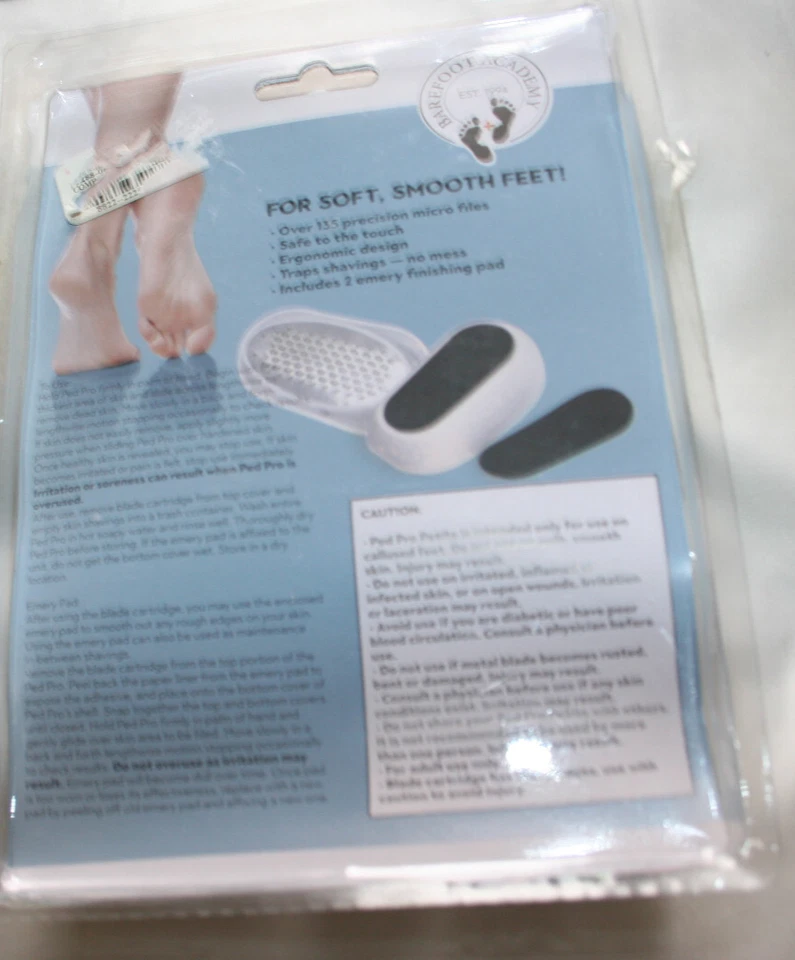 PED PRO Talón agrietado y amortiguador de callos Diseño de seguridad Color blanco Micro archivos Nuevo en caja Foto 2 de 2