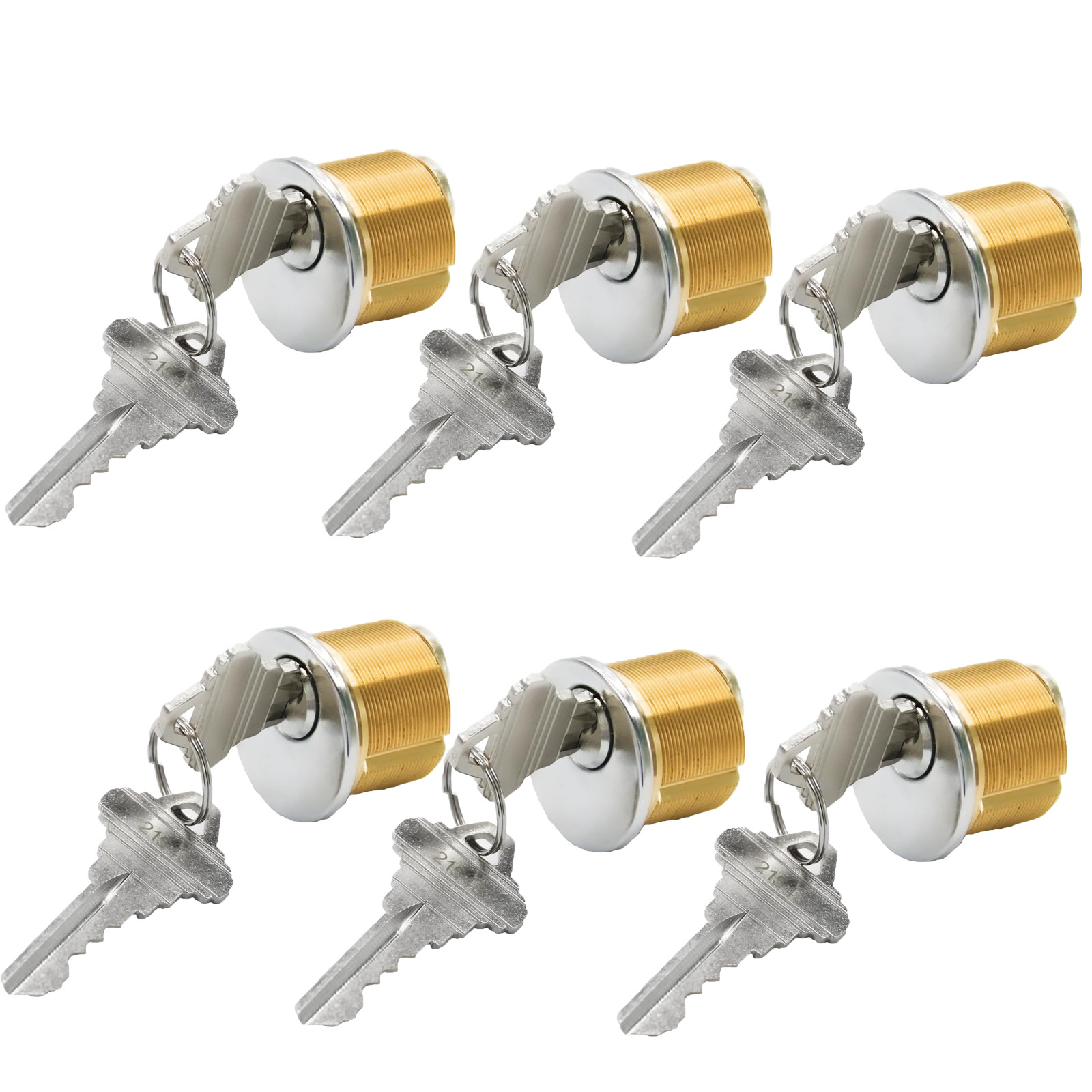 6PCS Brass Mortise Door Cylinder Locks 1 inch Replacement Lock Mortise Cylinder