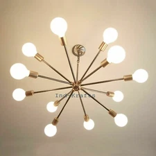 Antiqued Chandelier Mid Century Design Antique Brass Sputnik Décor Light Fixture