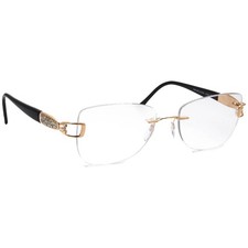 Silhouette Eyeglasses 6761 20 6061 Crystals Black  Gold Rimless Metal 52-18 130