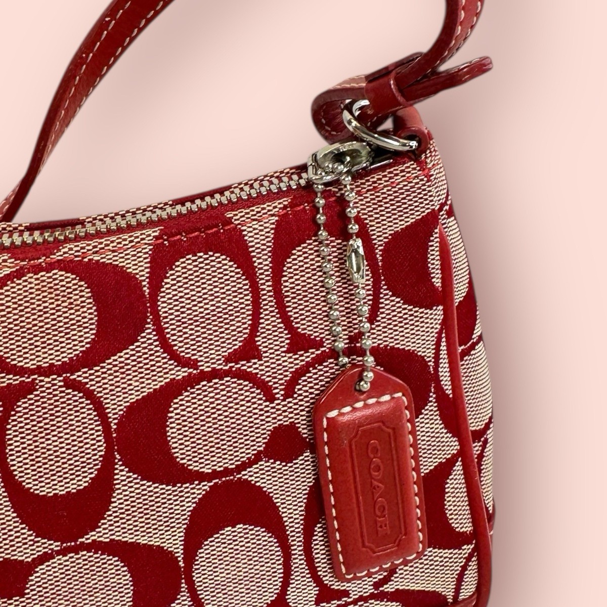 COACH Y2K Vintage Red Canvas Leather Small Demi Designer Shoulder