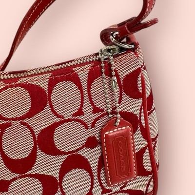 COACH Y2K Vintage Red Canvas Leather Small Demi Designer Shoulder