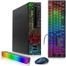 Lenovo RGB Gaming PC i5-8th 16GB 256GB SSD NVIDIA GT RGB K M Soundbar Windows 11