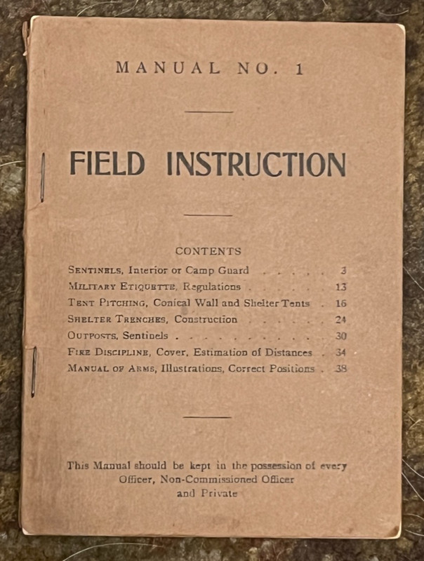 1904 US Army Booklet -  No. 1 FIELD INSTRUCTION New York National Guard