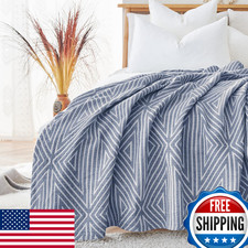 JINCHAN Boho 100 Cotton Muslin Twin Blanket 60x80 Lightweight 3-Layer Floral