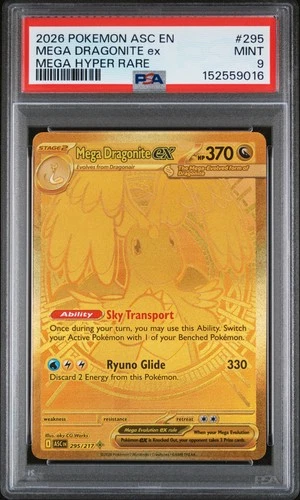2026 POKEMON ASC EN-ASCENDED HEROES MEGA HYPER RARE #295 MEGA DRAGONITE EX PSA 9