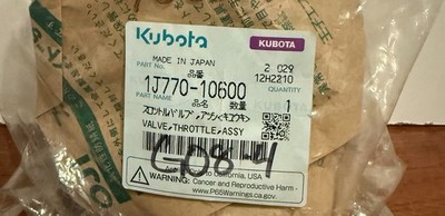 Kubota Genuine OEM Part 1J770-10600 VALVE THROTTLE ASSY