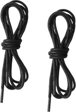 2 Pairs Waxed Oxford Shoelaces - 35" Round Dress Shoe Laces for Business Shoes