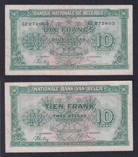 Belgium Banknote 10 Francs On 2 Belgas 1943 P.-122 BB+/VF+