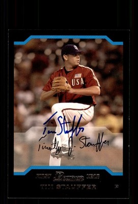 Signed Baseball Card Auto Tim Stauffer 2004 Bowman #BDP160 Padres