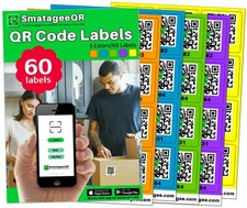 60 Pcs Smatagee Color 2.6 inch by stickers, Bright 60pcs Qr Labels