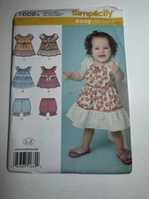 Simplicity Easy Sew Pattern 1669 UNCUT Babies Dress Top Pantaloons ;FF SZ XXS-L