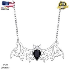 925 Sterling Silver Crystal Halloween Bat Necklace Bat Necklace for Women