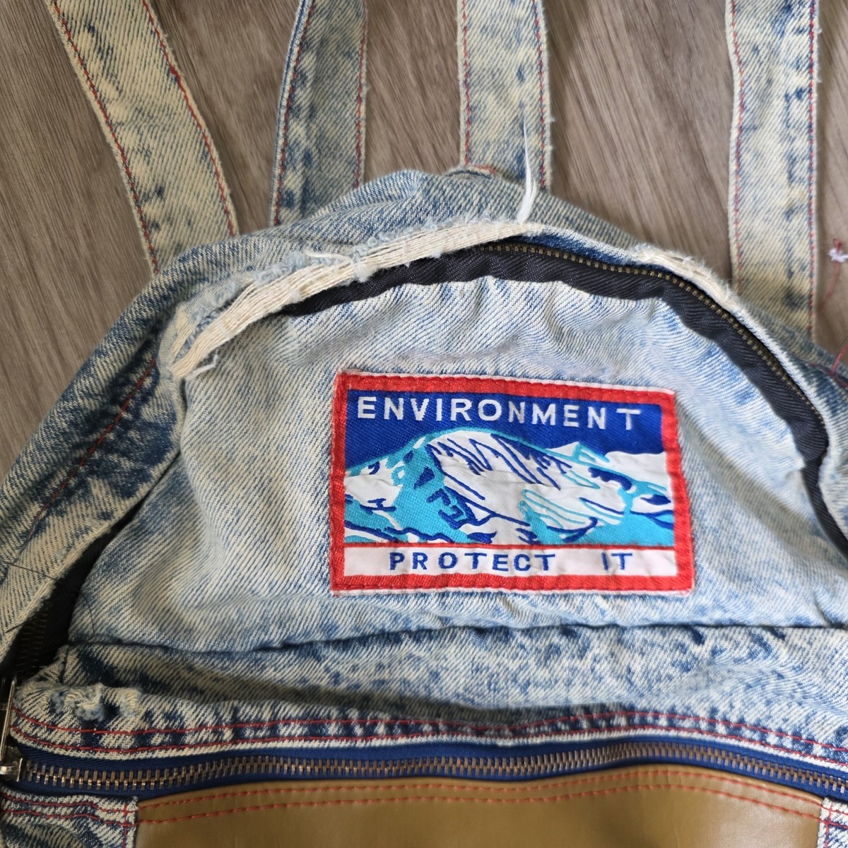 vtg Distressed Save the World Earth Tree Environment Backpack