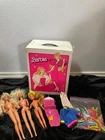 Vintage 1990s Barbie Doll Closet Storage Case w/ Vintage Dolls and Many Hangers