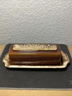 Vintage Hull Pottery Brown Drip Glaze Butter Dish USA OvenProof Kitchenware 60's
