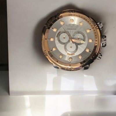 Invicta Wall Decor Silver Tone Dial Rose Gold Bezel Large Wall Clock 21  Watch