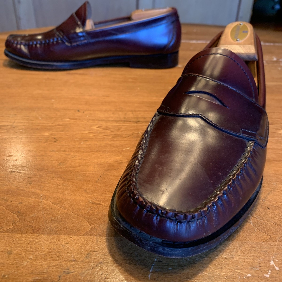 G.H. Bass & Co Weejuns Loafers Men 7.5 D Leather Slip On Shoes VTG Cherry Red G.H. Bass & Co. Weejuns Penny Loafers Made in USA Size 8.5  main image 3