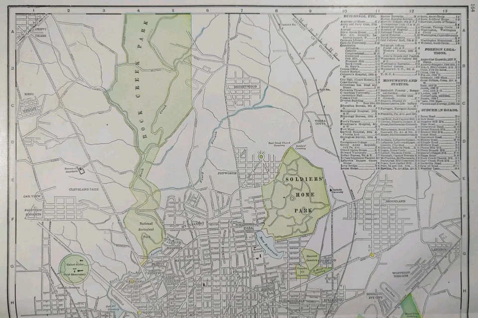 Mapa de colección 1911 de Washington DC 14"x22" antiguo antiguo original CAPITAL CASA BLANCA Foto 2 de 4