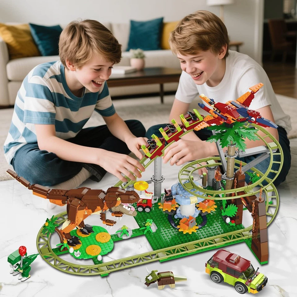 Dinosaur Roller Coaster Building Set - 1222PCS Rollercoaster Building Toy with 4 - Image 3 of 4