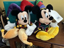 RARE Tokyo Disneyland 15th anniversary Jester Mickey  Minnie Mouse Plush