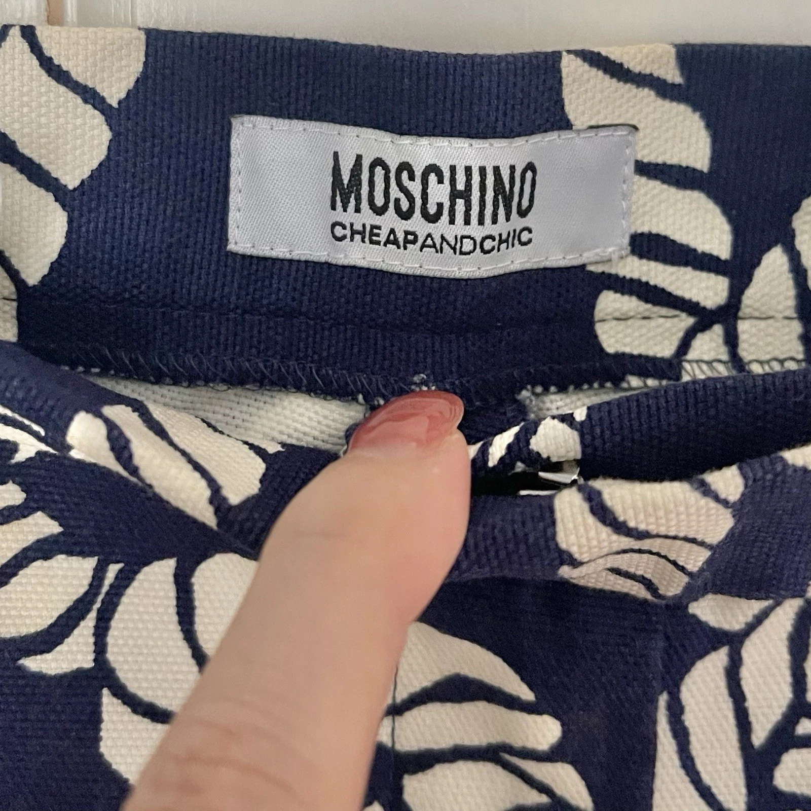 Moschino Pantaloni Crop Gamba Dritta Nautica 10 Blu Navy Coastal Preppy Designer