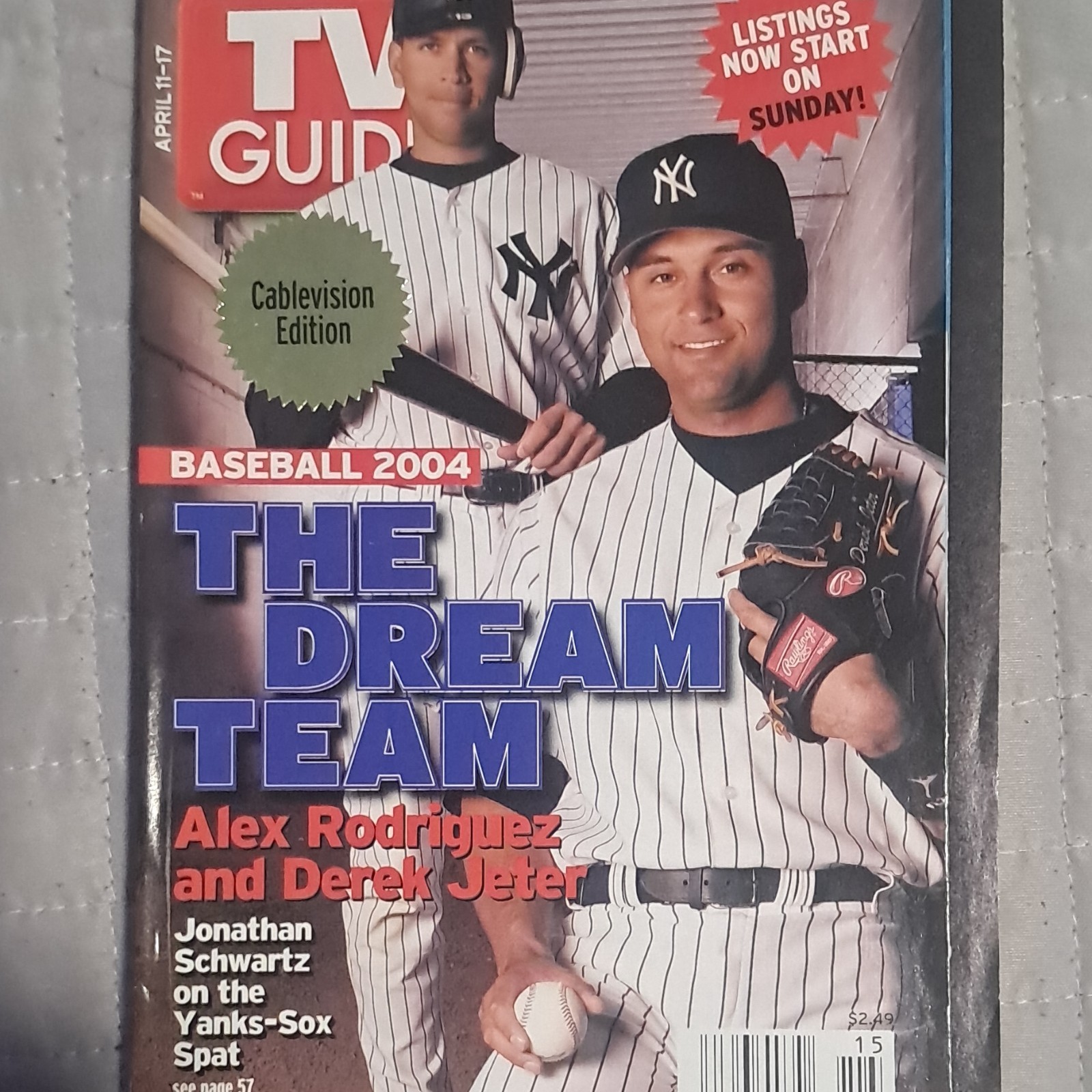 TV Guide Cablevision Edition Baseball Dream Team April 2004 Rodriguez Jeter