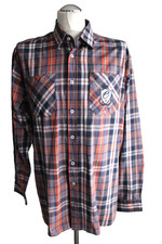 Engbers Regular Fit Langarm Hemd Gr. XL Grau-Orange