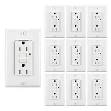 10 PCS GFCI Outlet 15A Safety Receptacle w/Wall Plate LED Trip Indicator TR/WR