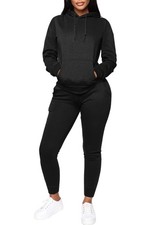 Women Sweatsuits Sets - Long Sleeve Jogger Sets Casual Pullover Hoodie Soild ...