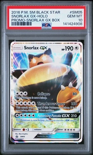 2016 POKEMON SM BLACK STAR PROMO SNORLAX GX BOX #SM05 SNORLAX GX-HOLO PSA 10