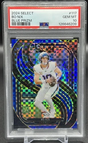 2024 Select Bo Nix #117 RC Blue Prizm 046/175 PSA 10 GEM MT DENVER BRONCOS RC!