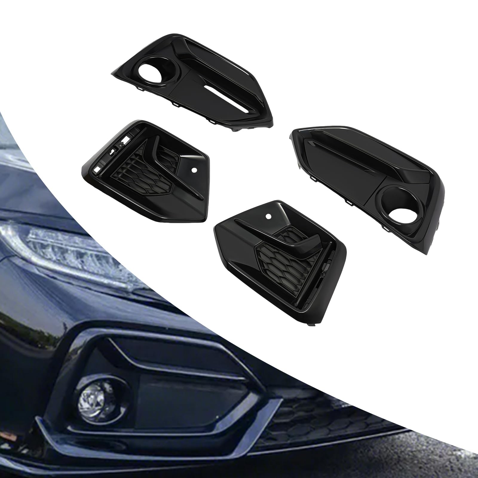 Bumper Fog Light Cover Trim for Honda Civic Si Sedan Sport Hatchback 2019 2021