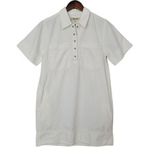 Madewell Denim Popover Dress Womens Size S Pure White Jean Dress NWT