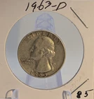 1963-D Denver Mint Silver Washington Quarter Coin 90% Silver